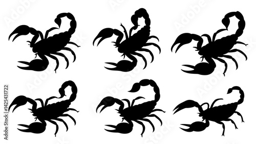 set of scorpion silhouette vector on white background