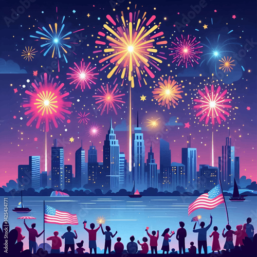 Celebration Fireworks Vector Art Festive Sparkle Illustration