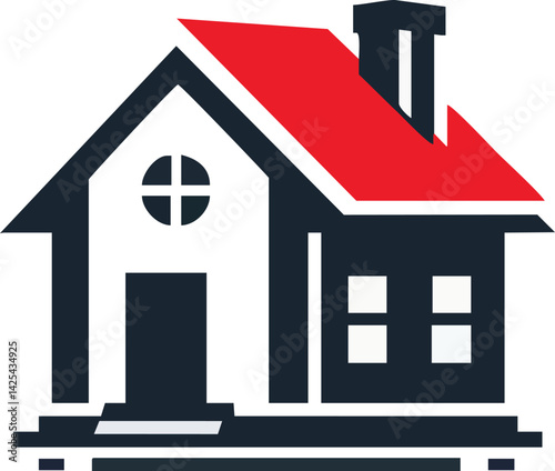 Dream Home: A captivating vector graphic showcases the quintessential elements of a home, from the roof to the inviting front door, symbolizing the security and warmth of a dwelling.