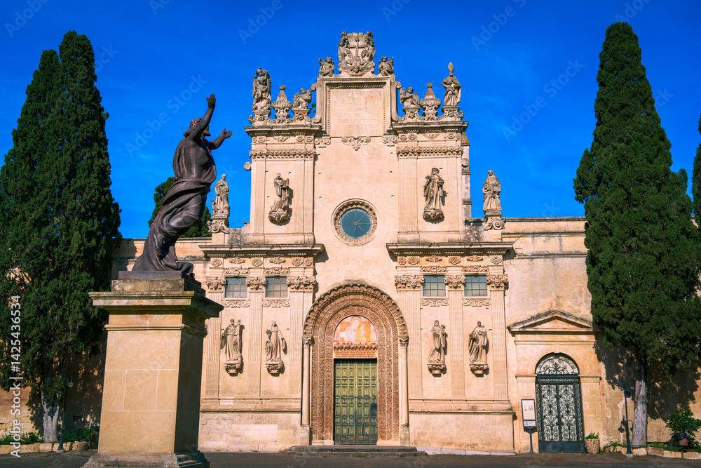 Obraz premium The Landmark Catholic Church of Saints Nicolò and Cataldo in Lecce, Puglia, Italy, showcasing its rich historical and architectural heritage in the heart of Southern Italy.