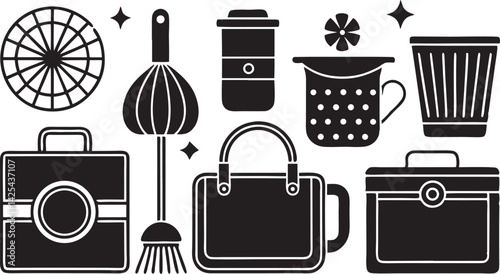 Retro Icon Set of Daily Objects