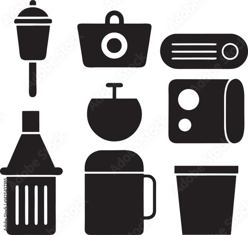 Retro Icon Set of Daily Objects