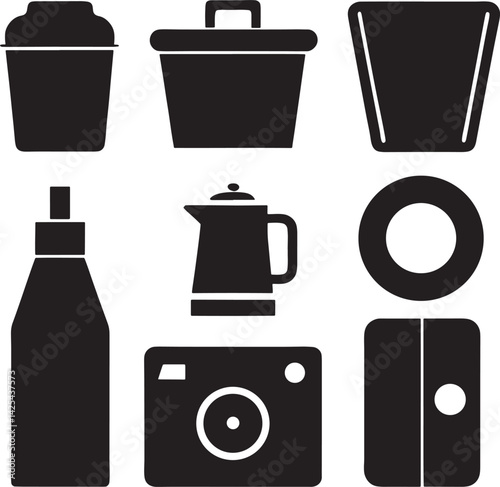 Retro Icon Set of Daily Objects