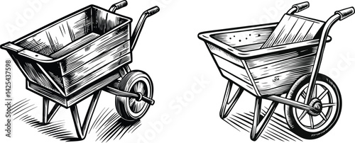 vintage wood wheelbarrows gardening tool classic design 