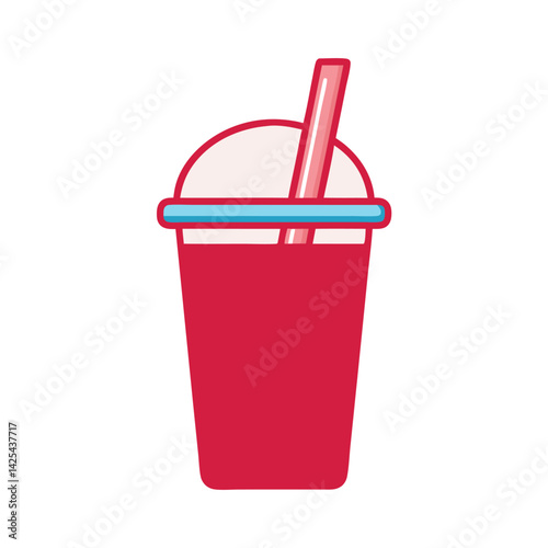 Red Slush or Smoothie with Dome Lid on White Background