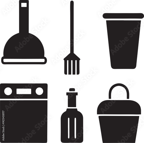 Retro Icon Set of Daily Objects