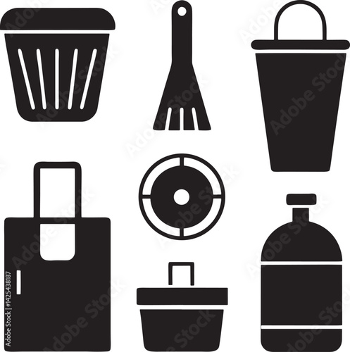 Retro Icon Set of Daily Objects