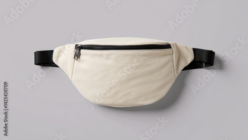 Pristine white fanny pack mockup on light gray seamless background for design inspiration
