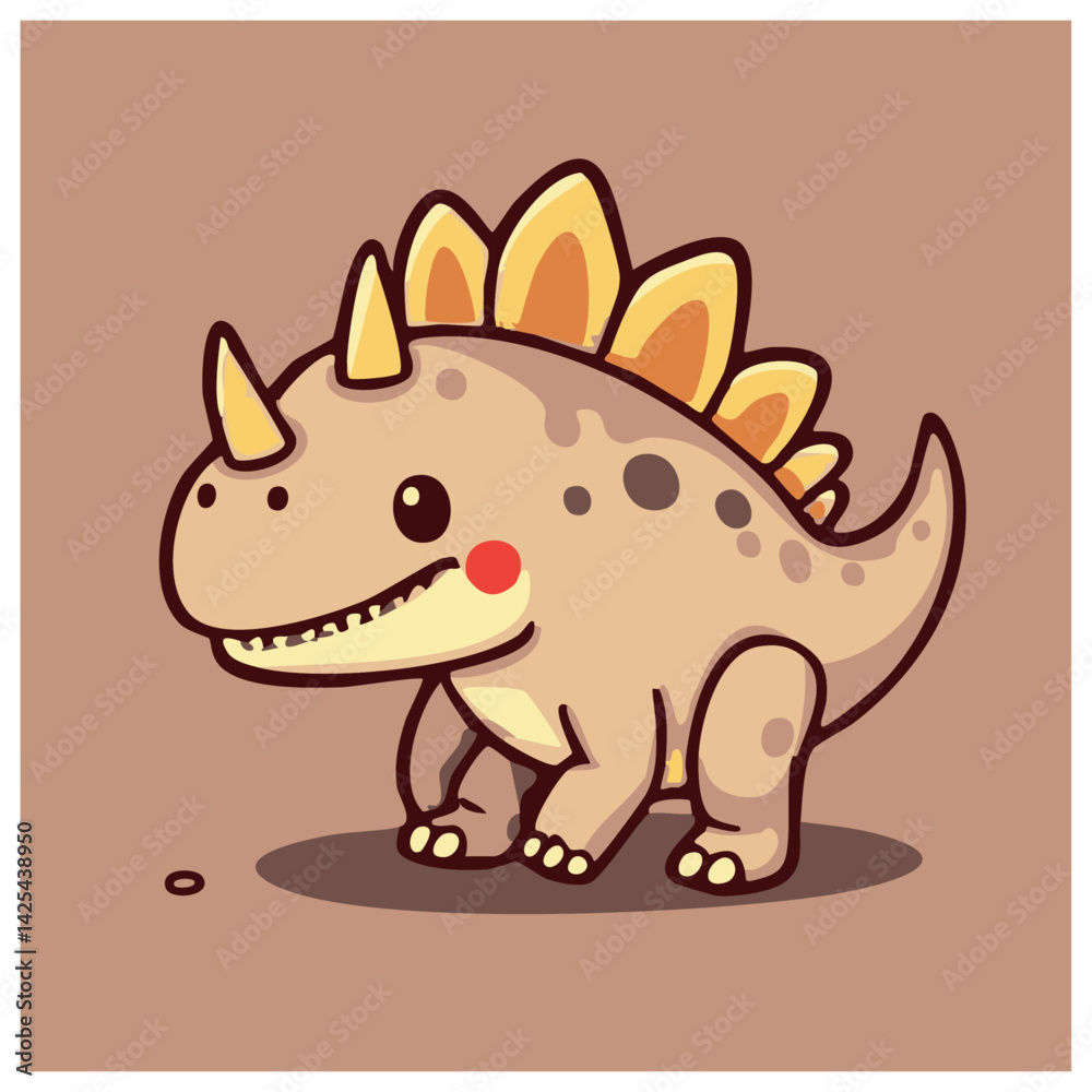 Fototapeta premium A cute lovely dinosaur cartoon illustration with happy face