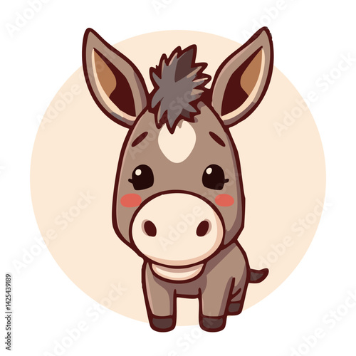A cute lovely donkey cartoon illustration with happy face