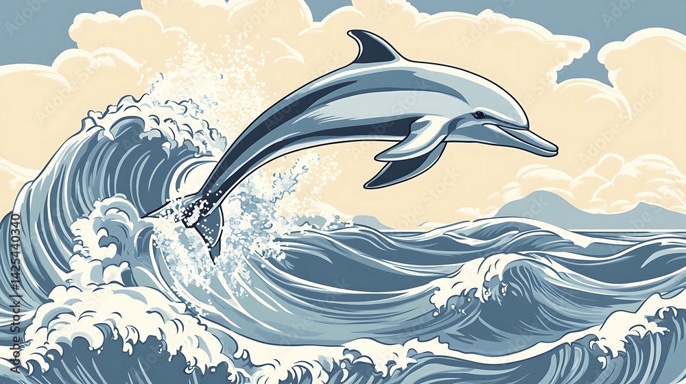 Obraz premium Dolphin leaping ocean waves. (5)