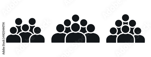 Groups Of People Icon Set Teamwork And Community Representation Graphic Symbol Pictogram For Crowd Management And Human Resources