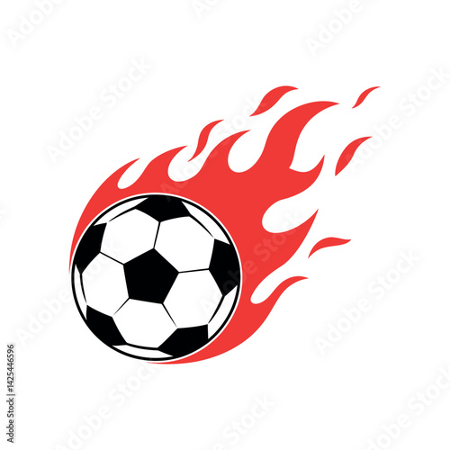 Burning Soccer Ball Illustration Sports Design Element Graphic Template Football On Fire Dynamic Motion Speed Power Isolated On White