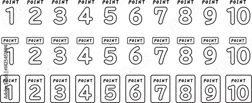 数字 ポイント アイコン 手描き風 セット
