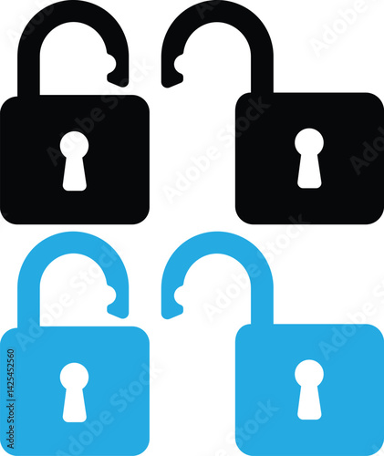 lock icon set. locked and unlocked symbols. modern open and closed padlock. security icon sets. security symbols. lock and security icon for app, ui, website and logo. vector illustration transparent
