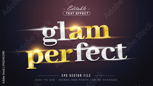 Glam perfect vector editable text effect template.