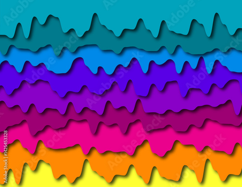 Rainbow color wavy paper cut out style background for wallpaper or backdrop