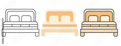 A minimalistic vector illustration of a bed icon perfect for use in a real estate app, furniture e-commerce site, hotel booking website, interior design project, etc.