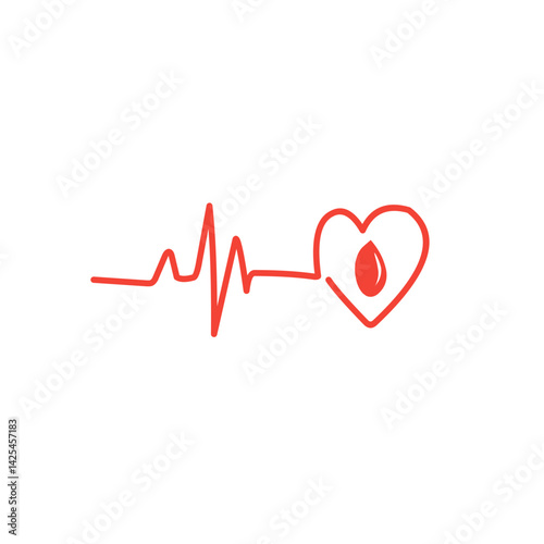 cardiogram with blood drops
