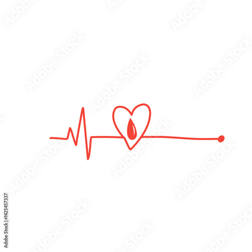 cardiogram with blood drops