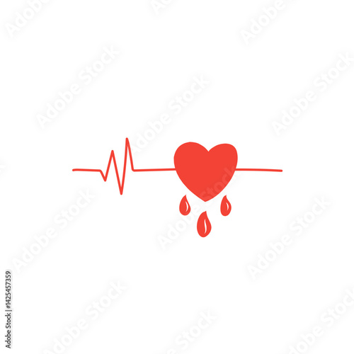 cardiogram with blood drops