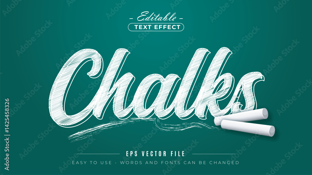 White chalks editable text effect.