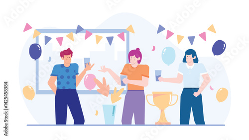 Office revelry A celebratory atmosphere with colleagues games and jubilant spirits