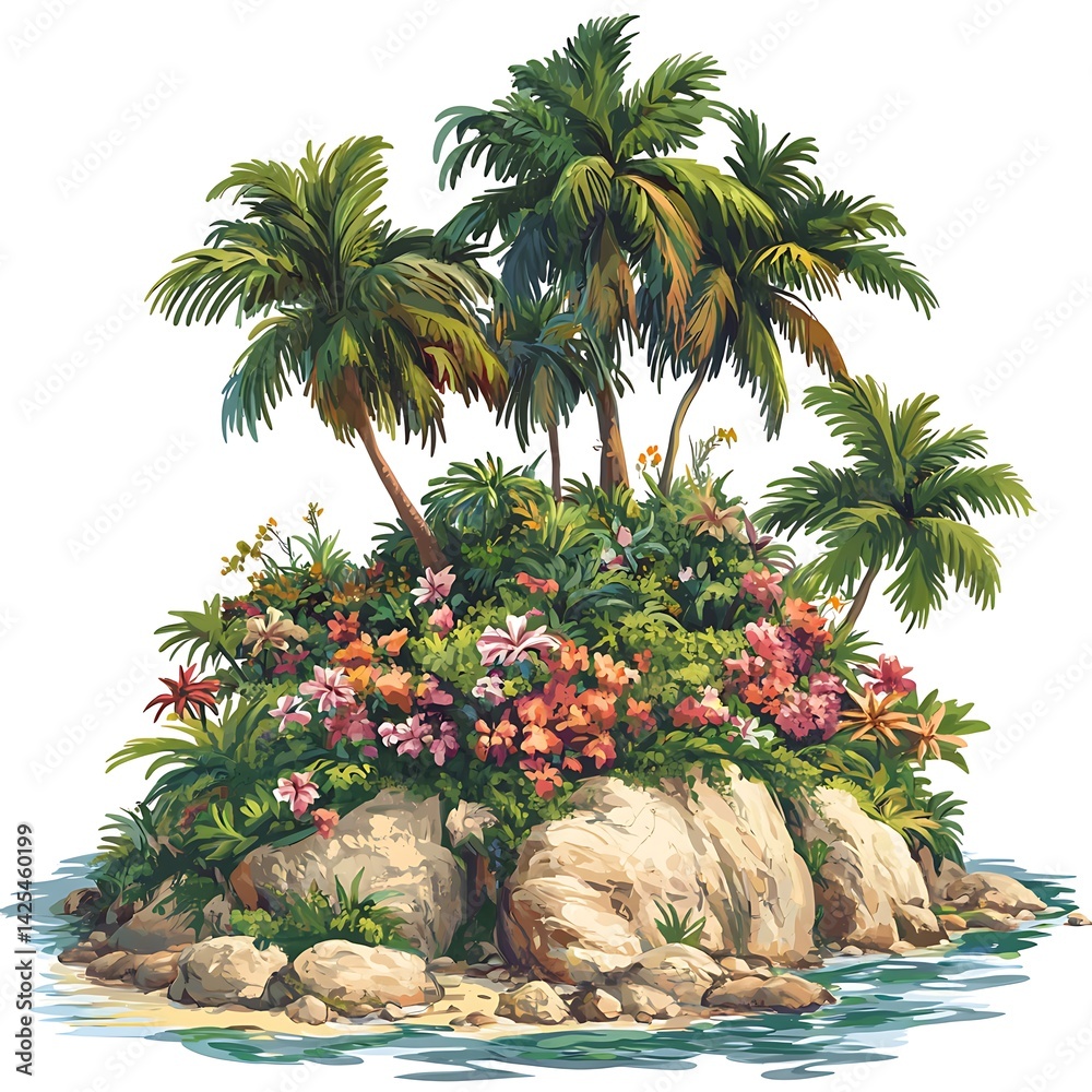 Fototapeta premium Tropical Island Illustration