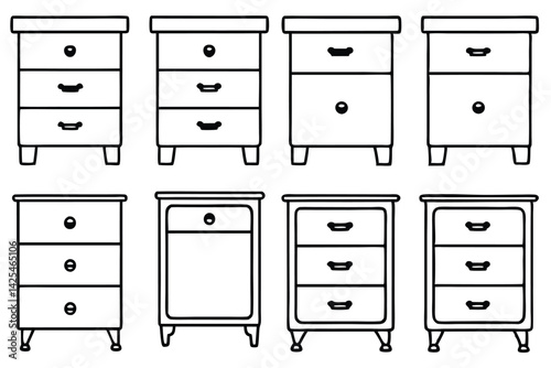 nightstand line art simple elegant illustration for interiors