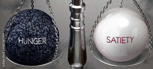 Canvas Print Hunger or Satiety - weighing two choices, available options