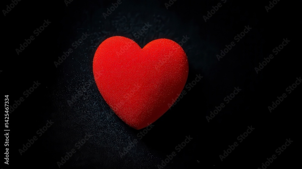Red Heart Symbol on Black Background, Minimalist Design Representing Love and Simplicity Red Heart Symbol on Black Background, Minimalist Design Representing Love and Simplicity