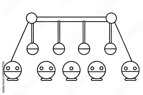 newton s cradle line art minimalistic design concept
