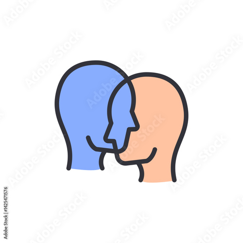 Bipolar disorder colored icons, minimalist vector illustration ,simple transparent graphic element .Isolated on white background