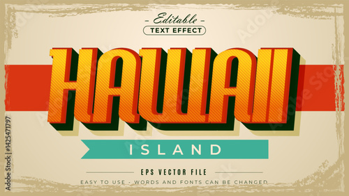 Hawaii island editable text effect.