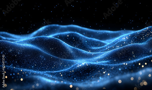 Moody ocean waves abstract dark blue background