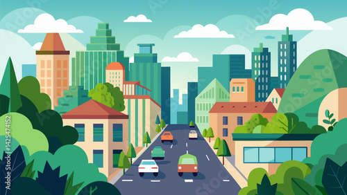 A busy city street below but up on the rooftop a peaceful oasis of lush green foliage and blooming herbs..