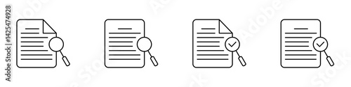 Search Result Icon Set. Research report analyse line sign. Symbol Of Search Result. Vector Illustration.