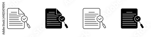 Search Result Icon Set. Research report analyse line sign. Symbol Of Search Result. Vector Illustration.