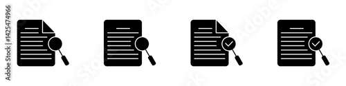 Search Result Icon Set. Research report analyse line sign. Symbol Of Search Result. Vector Illustration.