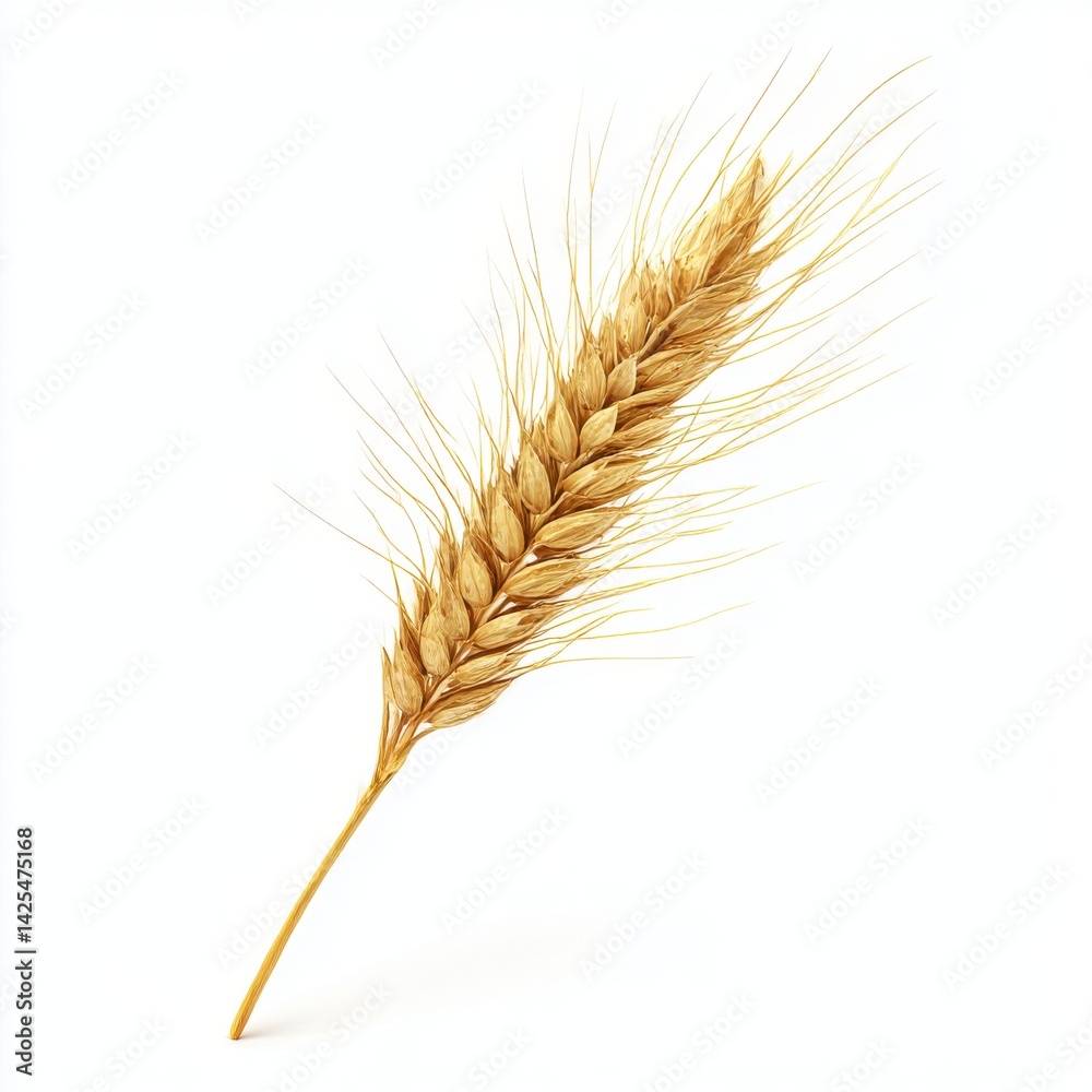 Golden wheat spikelet detail shot isolated on white background Golden wheat spikelet detail shot isolated on white background