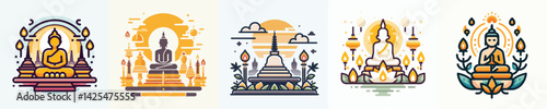 collection of vector images of Waisak Day, Buddha, Castle