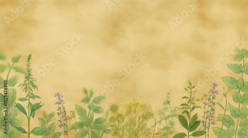 Wallpaper Mural Herbal Garden Botanical Background - Botanical illustrations Torontodigital.ca