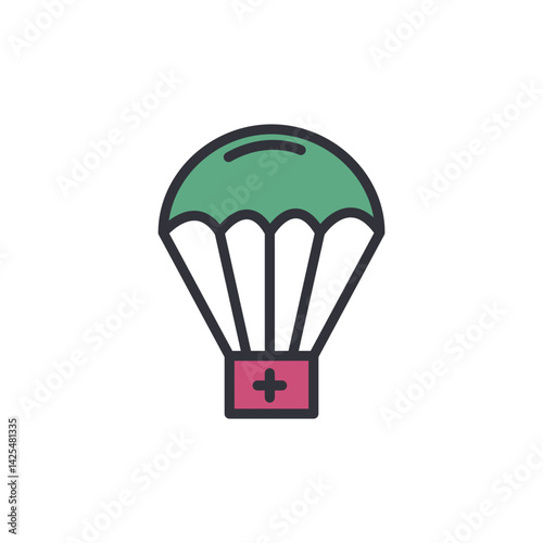 Air support colored icons, minimalist vector illustration ,simple transparent graphic element .Isolated on white background