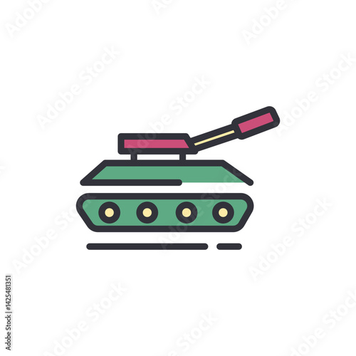 Military tank colored icons, minimalist vector illustration ,simple transparent graphic element .Isolated on white background