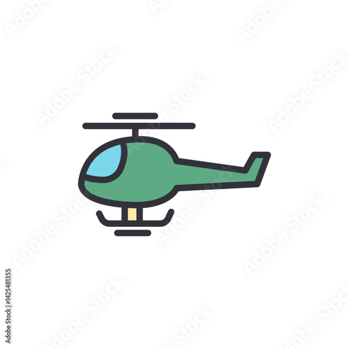 Helicopter colored icons, minimalist vector illustration ,simple transparent graphic element .Isolated on white background