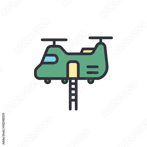 Helicopter colored icons, minimalist vector illustration ,simple transparent graphic element .Isolated on white background