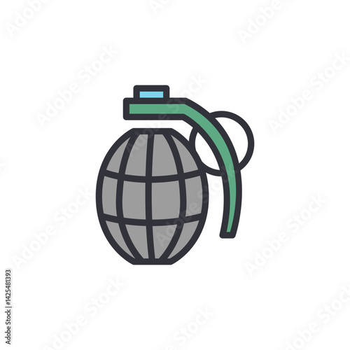 Grenade colored icons, minimalist vector illustration ,simple transparent graphic element .Isolated on white background