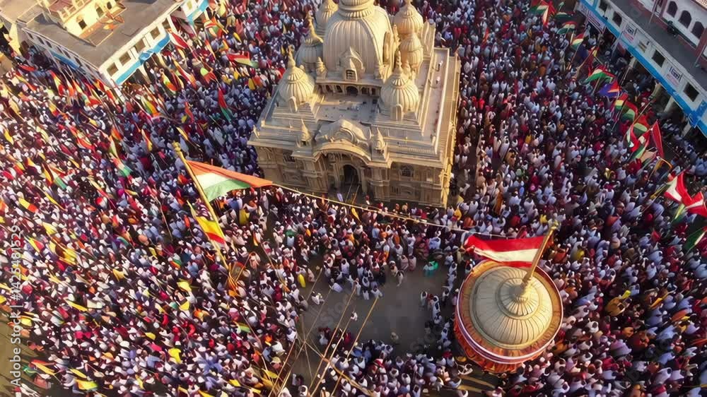 Devotees pulling chariot at janaki mandir during ram navami festival