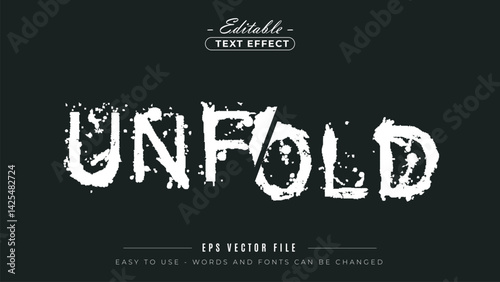 Unfold text style, editable text effect.