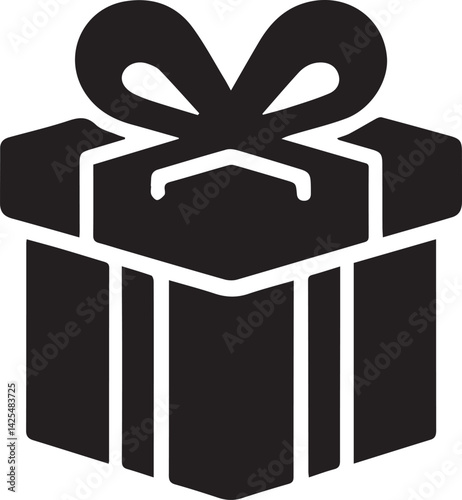 Gift Box Silhouette with Ribbon and Bow Design for Celebration, Holiday, and Special Occasion